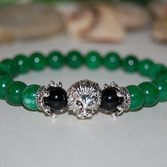 Lion Bracelet,Jade Bracelet,Silver Lion Jade Bracelet - Picture 1 of 2